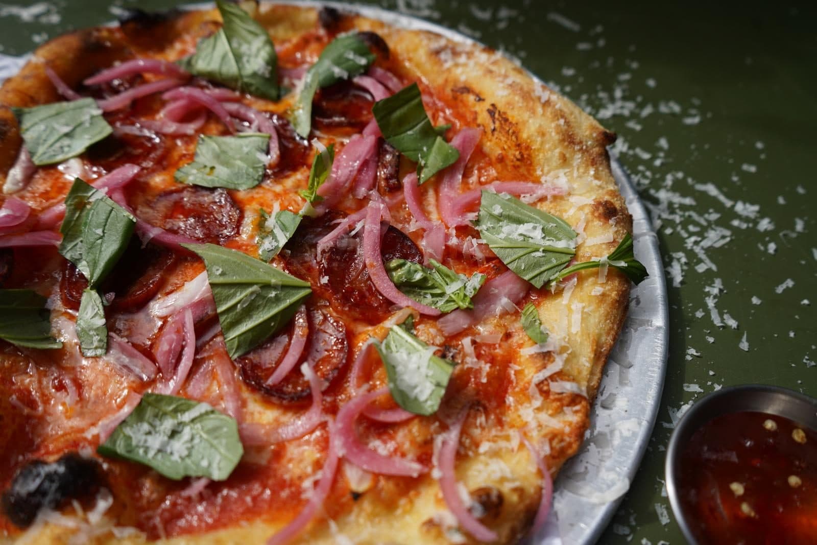 Pepperoni & Hot Honey pizza close up